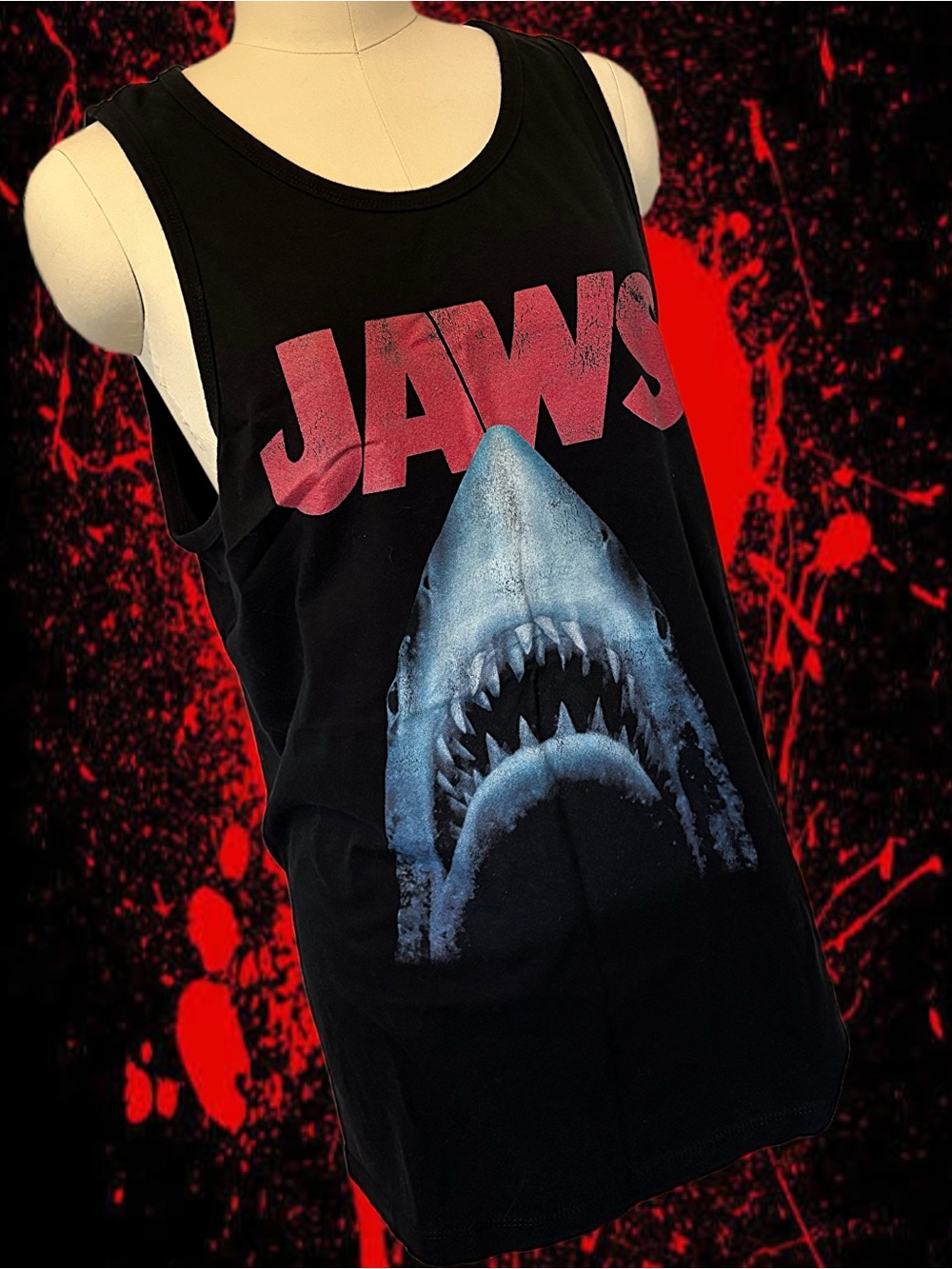JAWS Black Graphic Tank Top XL - Picture 3 of 5